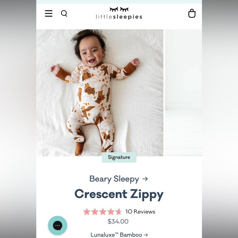 NWOT NB little sleepies crescent zippie